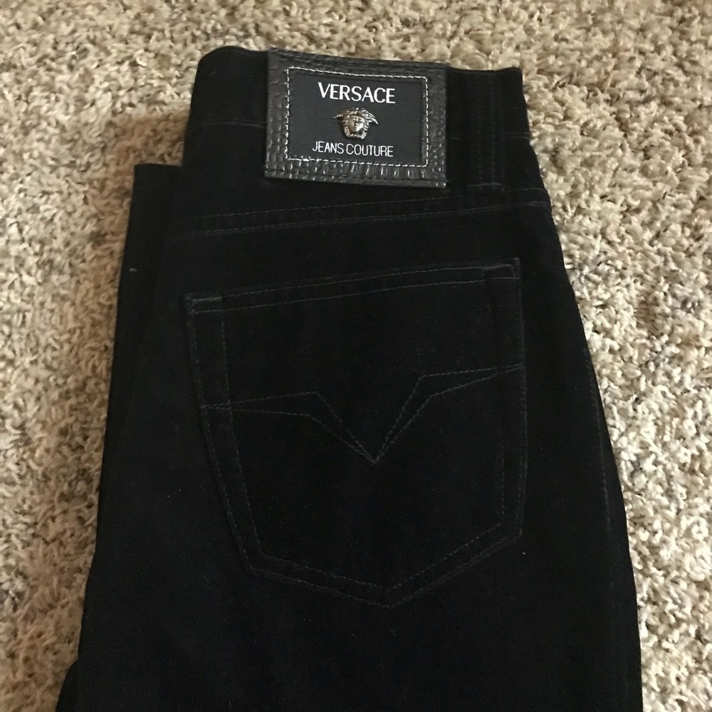 Versace black velvet pants